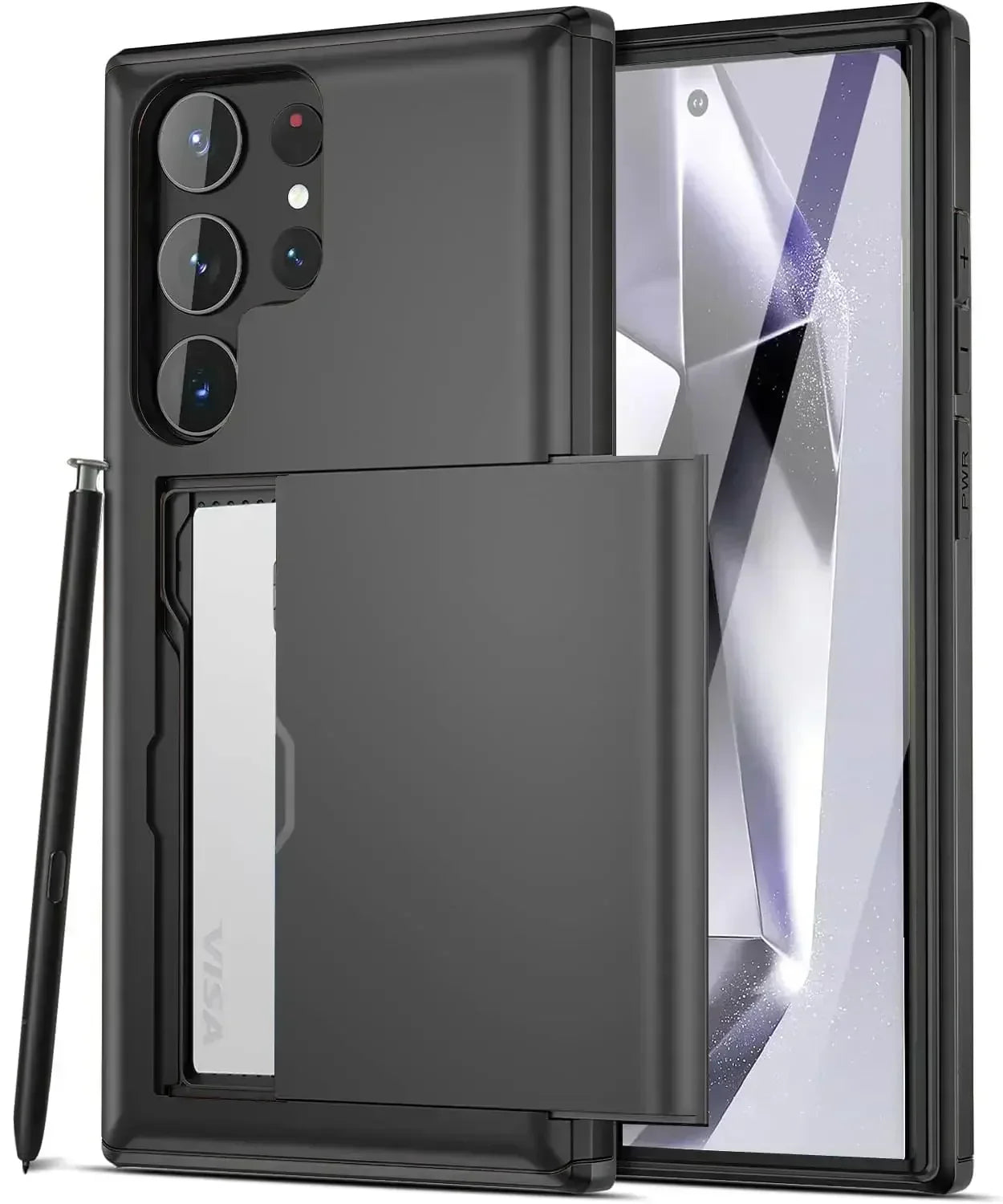 Slim Dual-Layer Heavy Protective Wallet Case with Hidden Card Slot for Samsung Galaxy S
