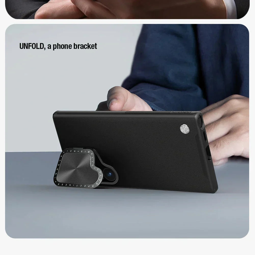 Anti-Drop Leather S24 Ultra Case With Stand - Odin case