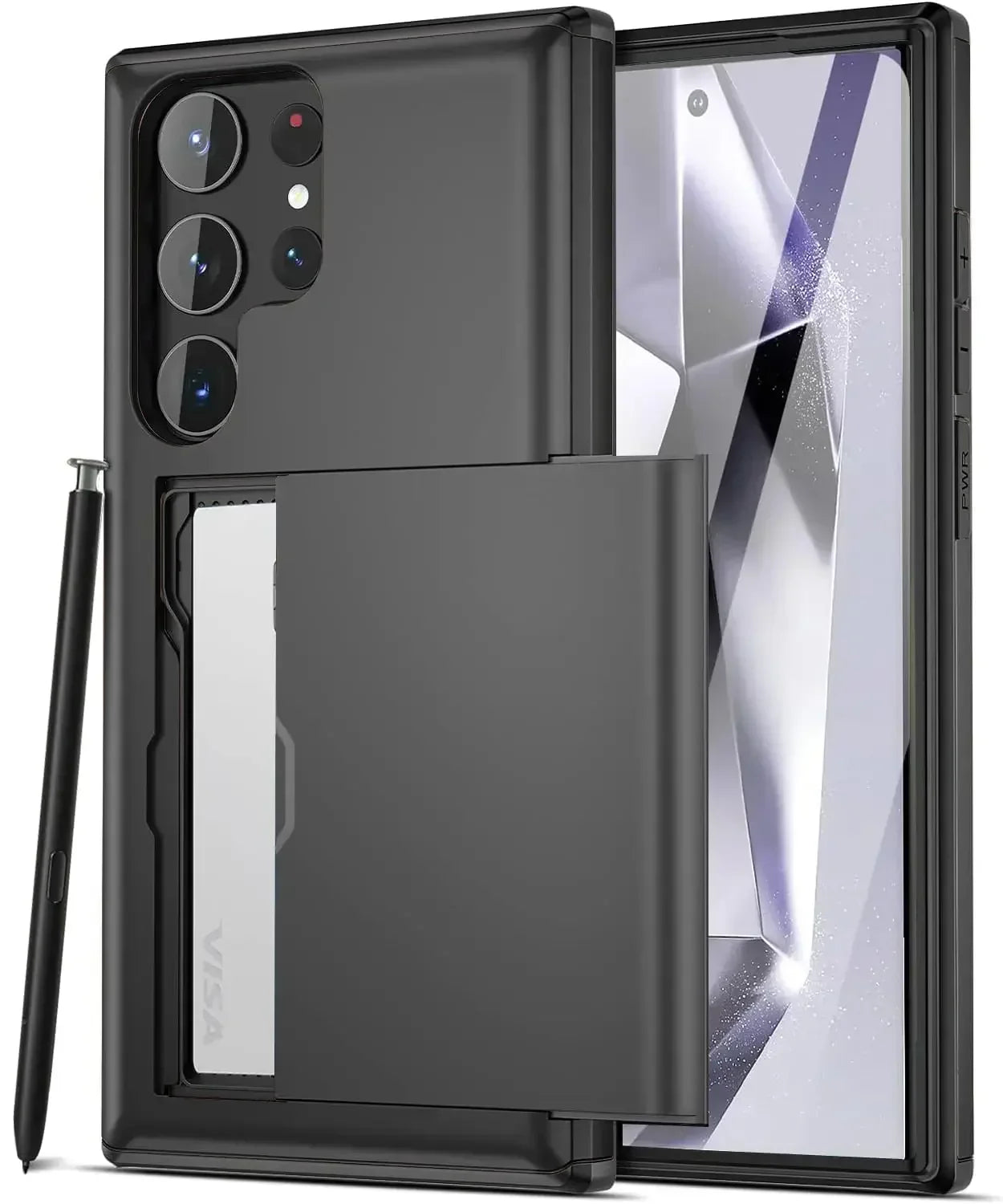 Slim Dual-Layer Heavy Protective Wallet Case with Hidden Card Slot for Samsung Galaxy S