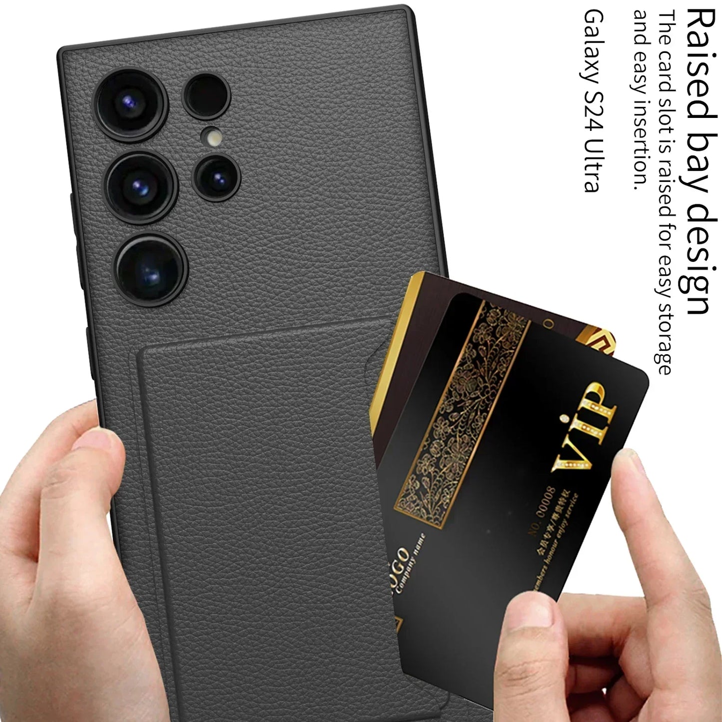 Ultra Thin Leather S24 Ultra Case with Magnetic Card Bag - Odin case