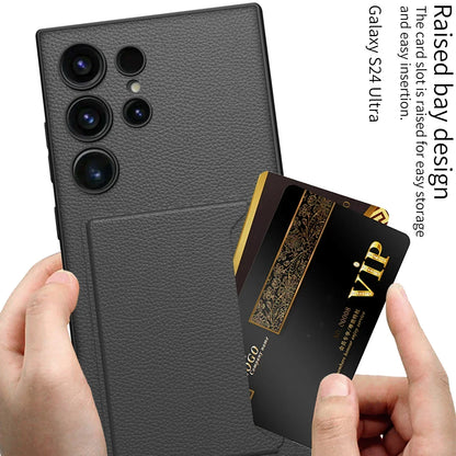 Ultra Thin Leather S24 Ultra Case with Magnetic Card Bag - Odin case