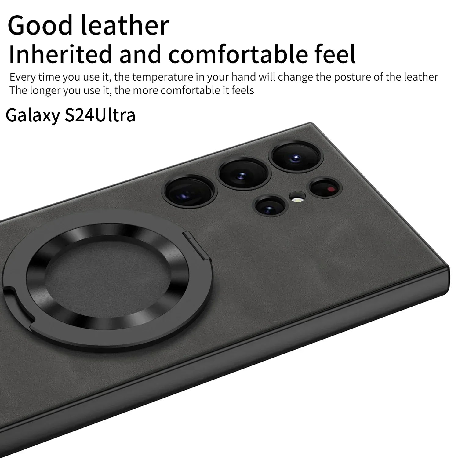 Leather Magnetic S24 Ultra Case with Bracket - Odin case