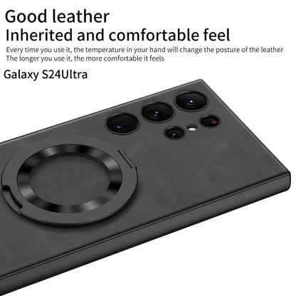 Leather Magnetic S24 Ultra Case with Bracket - Odin case