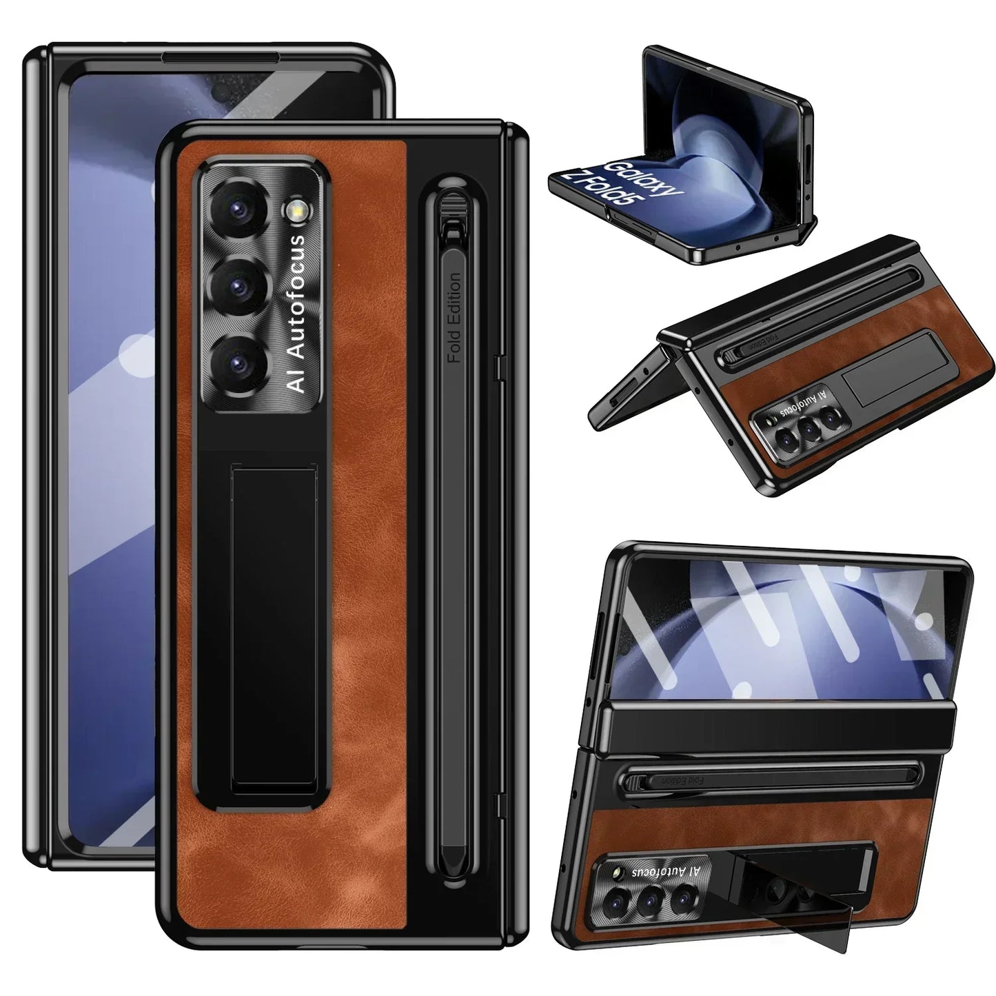 Leather Stand Case with Pen Slot for Z Fold Series