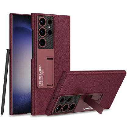 Ultra Thin Leather S24 Ultra Case with Bracket - Odin case