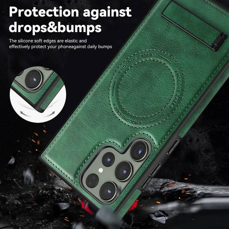 Samsung Galaxy S24 Case Leather Magnetic with Kickstand - Odin case