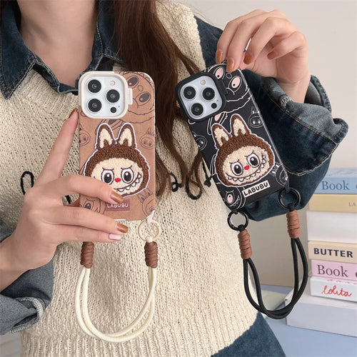 Labubu CozyFall™ Leather Case – iPhone 13–16 Series