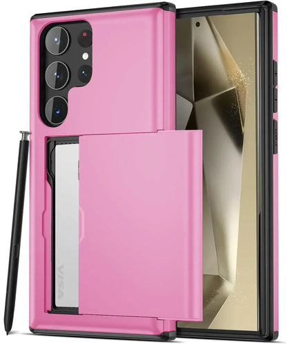 Slim Dual-Layer Heavy Protective Wallet Case with Hidden Card Slot for Samsung Galaxy S