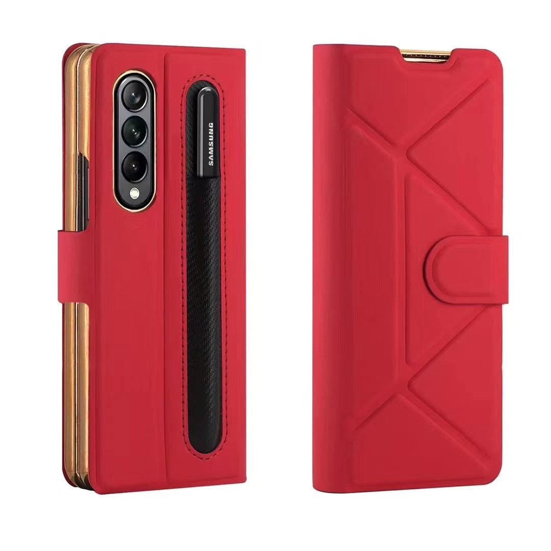 Leather Flip Stand S Pen Holder Slot Case For Samsung Galaxy Z Fold 4 - casetiphone