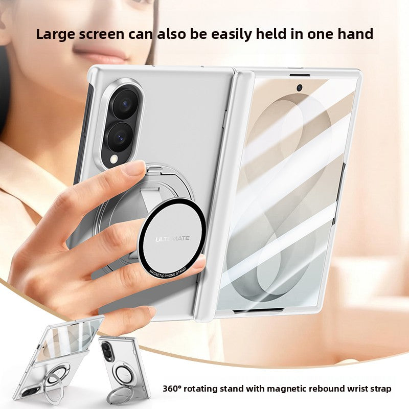 Luxury Magnetic Ring Stand Case with Hand Strap & Kickstand for Samsung Galaxy Z Fold
