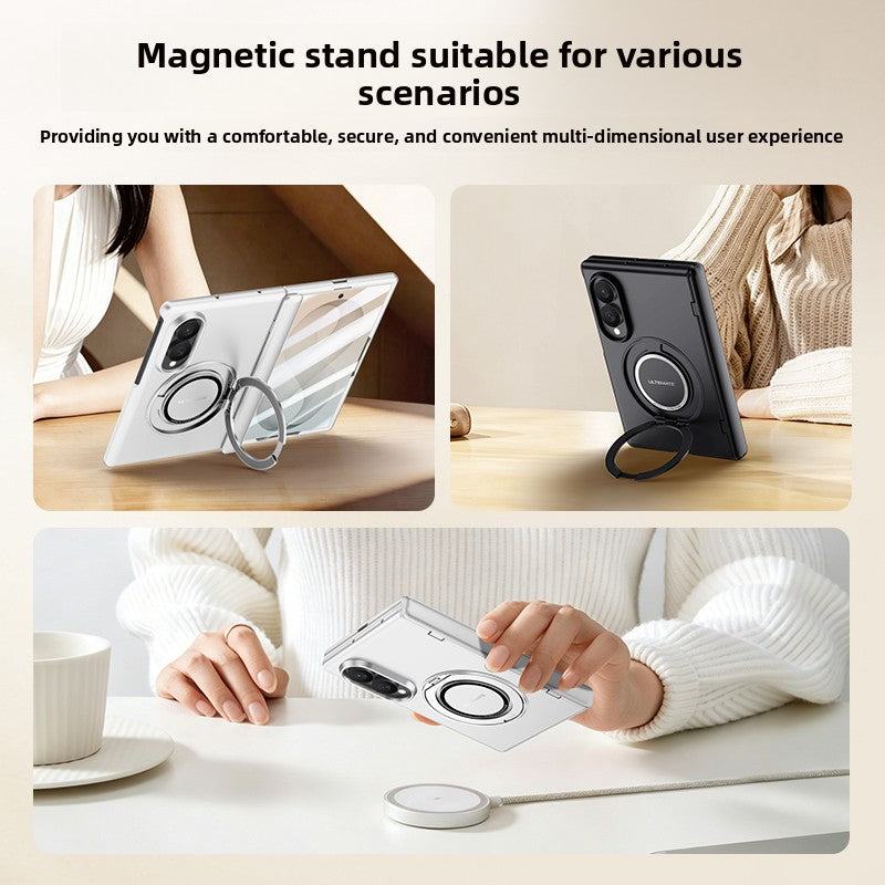 Luxury Magnetic Ring Stand Case with Hand Strap & Kickstand for Samsung Galaxy Z Fold
