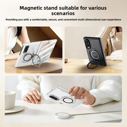 Luxury Magnetic Ring Stand Case with Hand Strap & Kickstand for Samsung Galaxy Z Fold