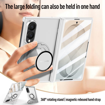 Luxury Magnetic Ring Stand Case with Hand Strap & Kickstand for Samsung Galaxy Z Fold