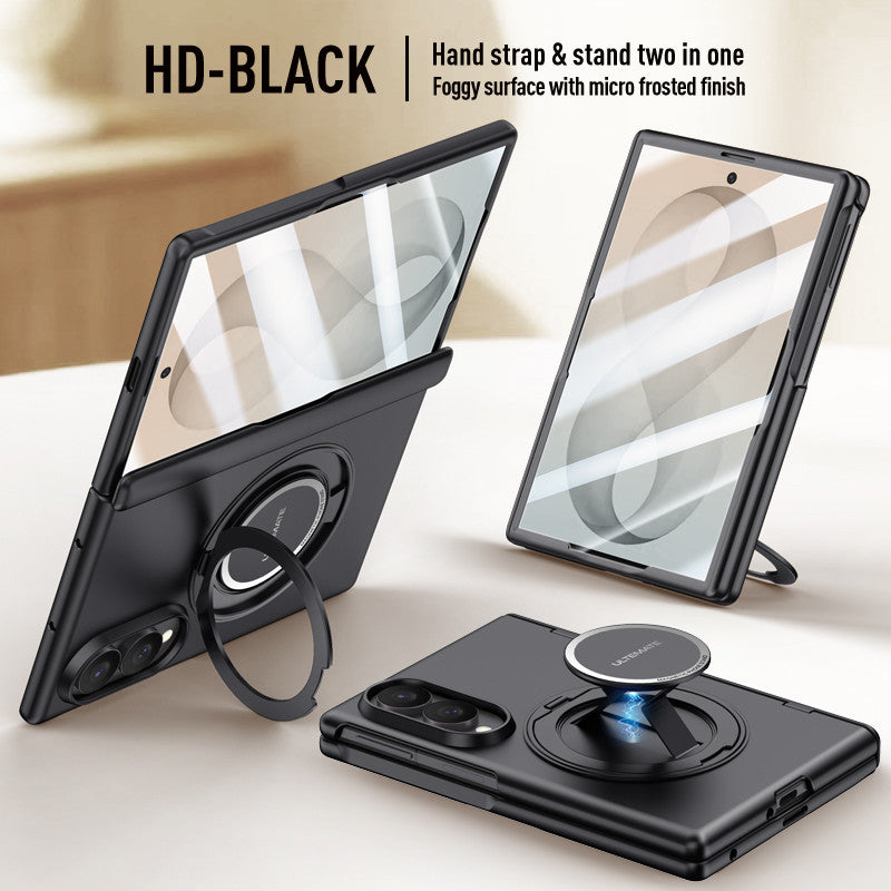 Luxury Magnetic Ring Stand Case with Hand Strap & Kickstand for Samsung Galaxy Z Fold